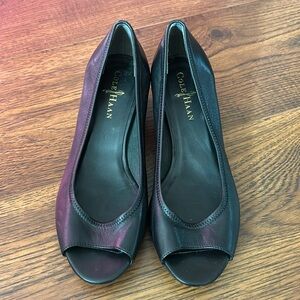 Cole Haan peep toe wedge